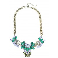 Water Lilies Floral Crystal Encrusted Necklace